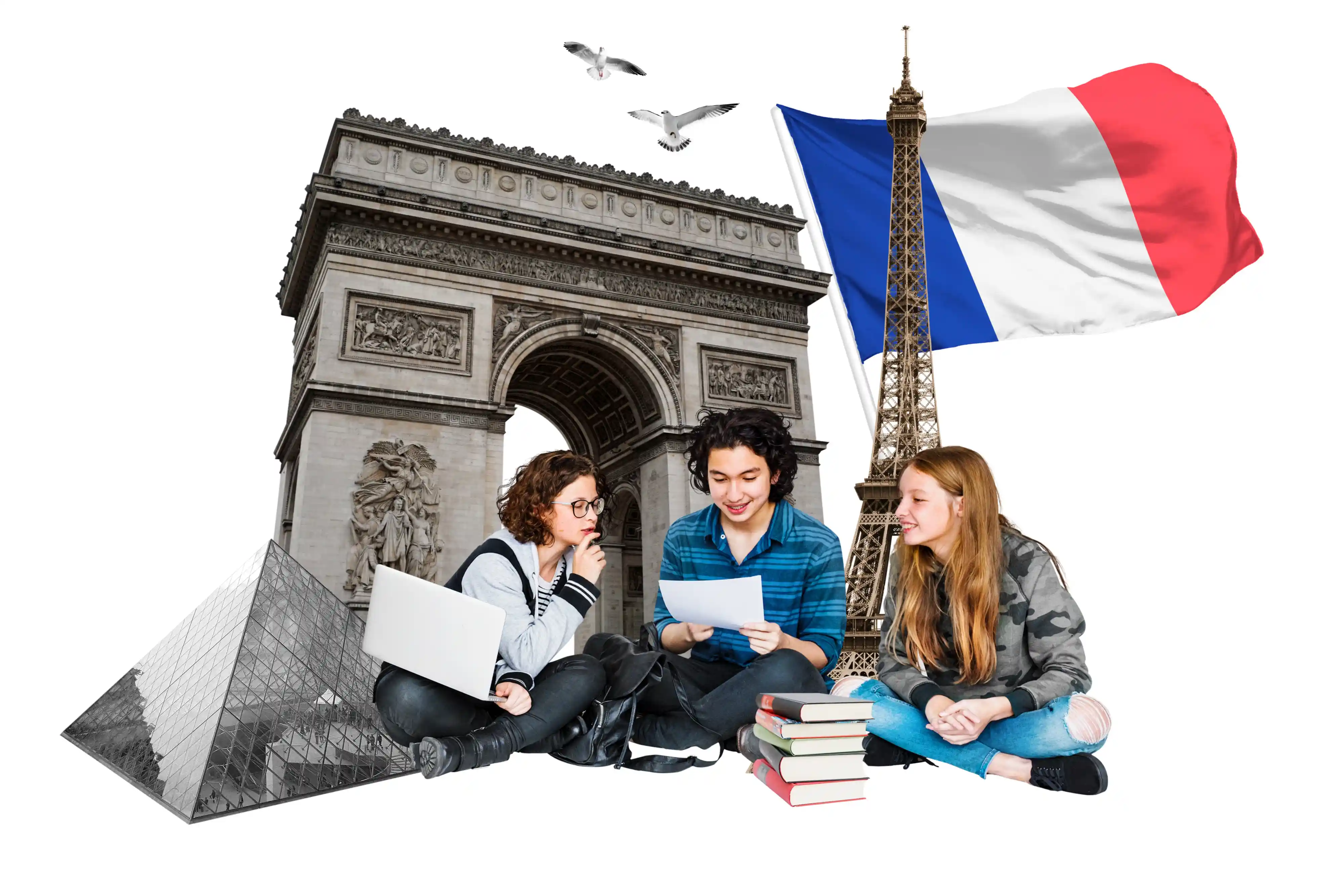 Students discussing French grammar for B1 level