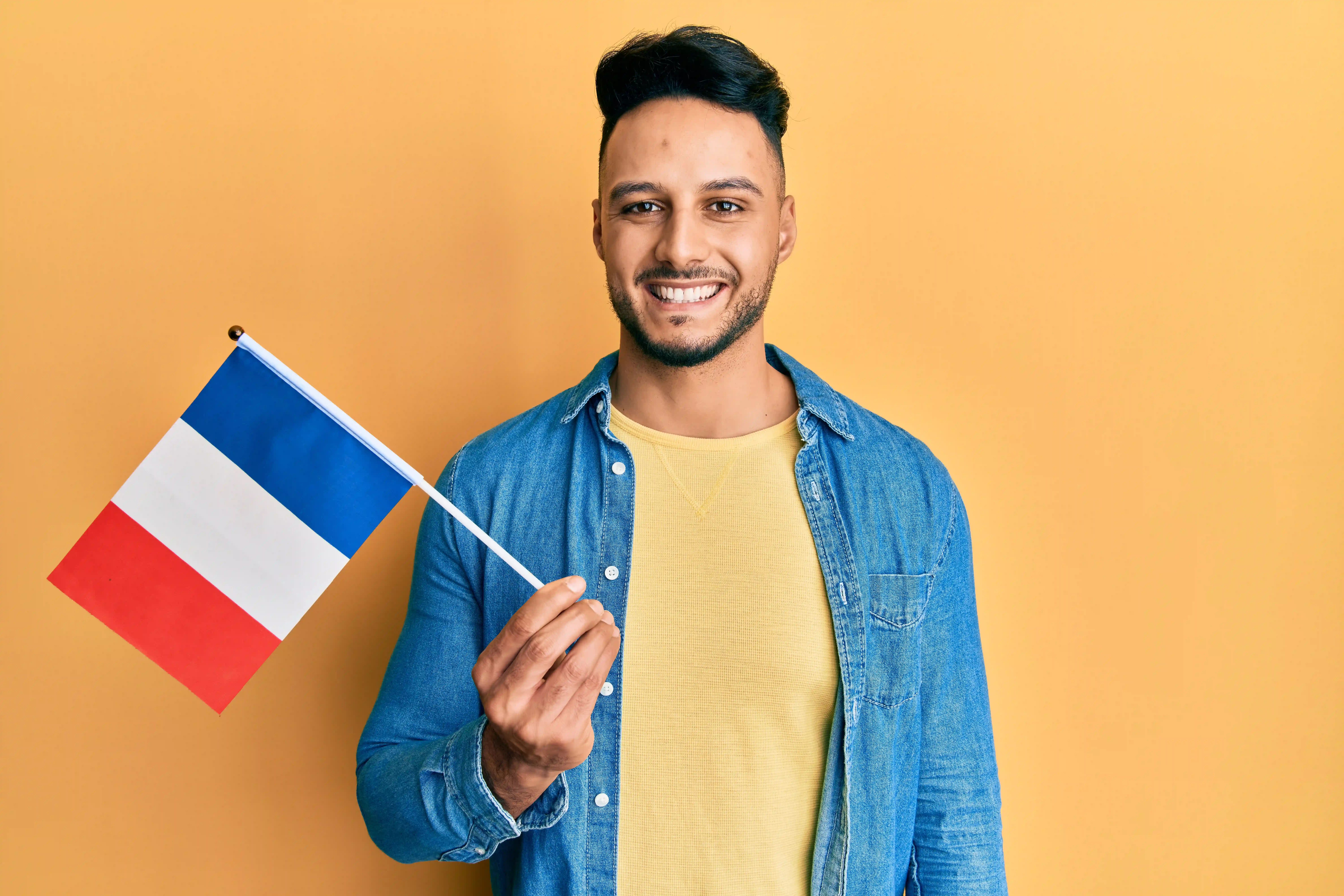 A student practicing basic French vocabulary for A1 level